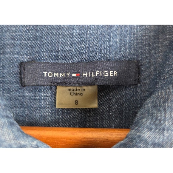 Tommy Hilfiger Denim Shirt Dress Womens 8 Boho Long Sleeve Button Up Collared - Picture 8 of 10